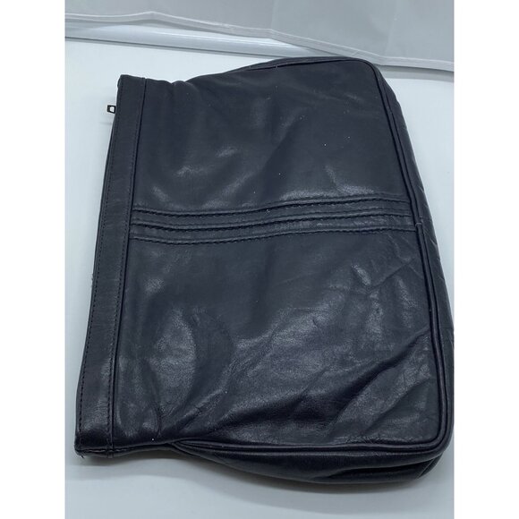 Woodward & Lothrop Black Genuine Leather Clutch Bag Italy Made Vintage 11 x 7 - Picture 2 of 9